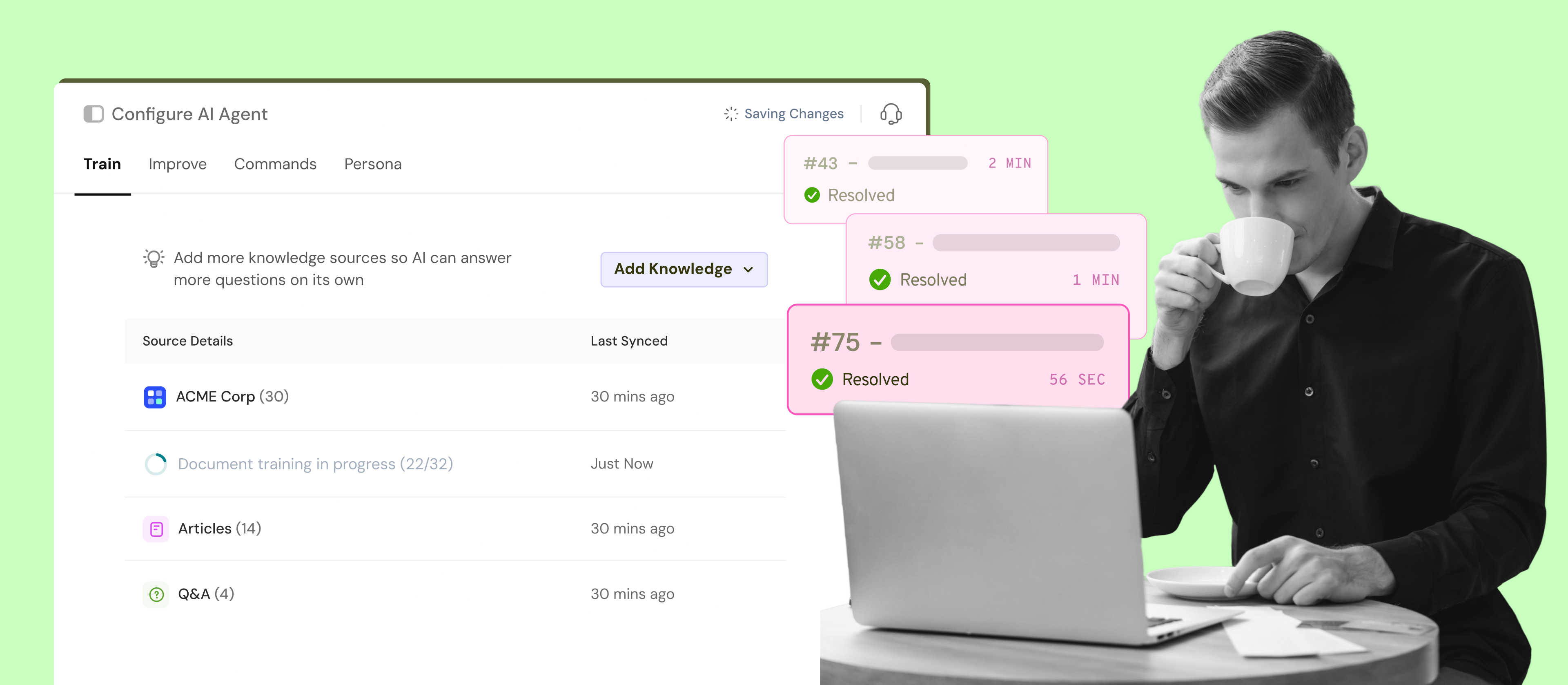 SparrowDesk AI Agent configuration screenshot